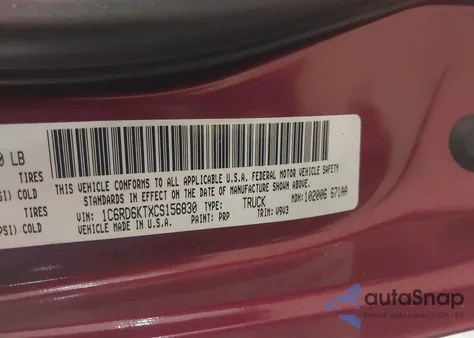 2012 Ram 1500 St z USA, uszkodzony, nr VIN 1C6RD6KTXCS156830
